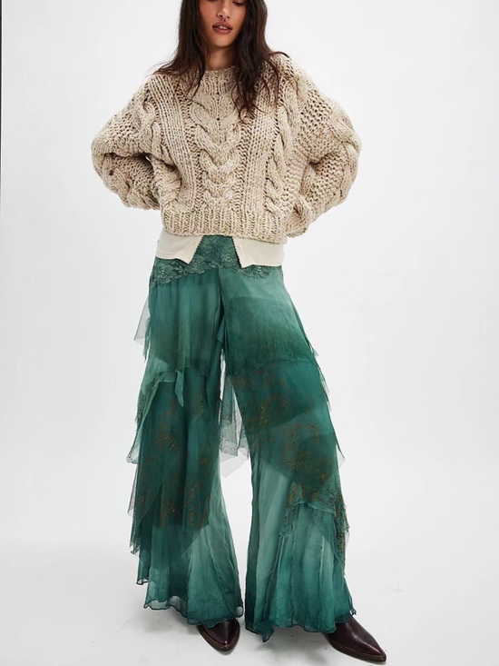 Free People Pants - NWT Free People Nigel Preston Hand-Painted Fairy Chiffon Pants Medium
